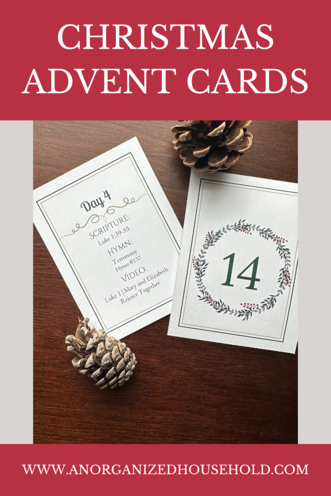 These Christ-Centered Christmas Advent Cards will help you focus on Christ each day with a scripture, hymn, and video each day.